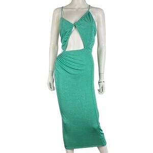 Endless Blu Cut Out Midi Sexy Green Dress Womens Size L‎